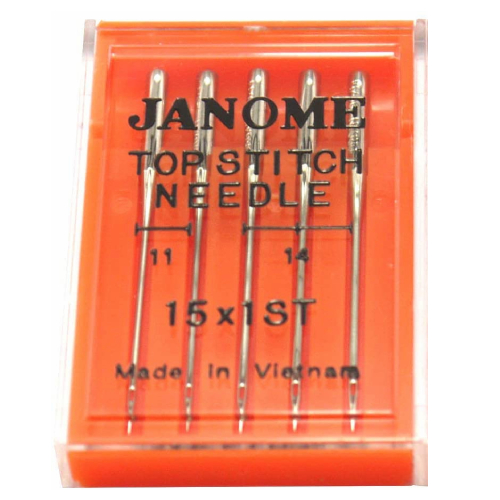Top Stitch Needle 15 x 1ST Mixed Sizes #11/75 x 4 and #14/90 x 6 for Janome Brand 990500000A